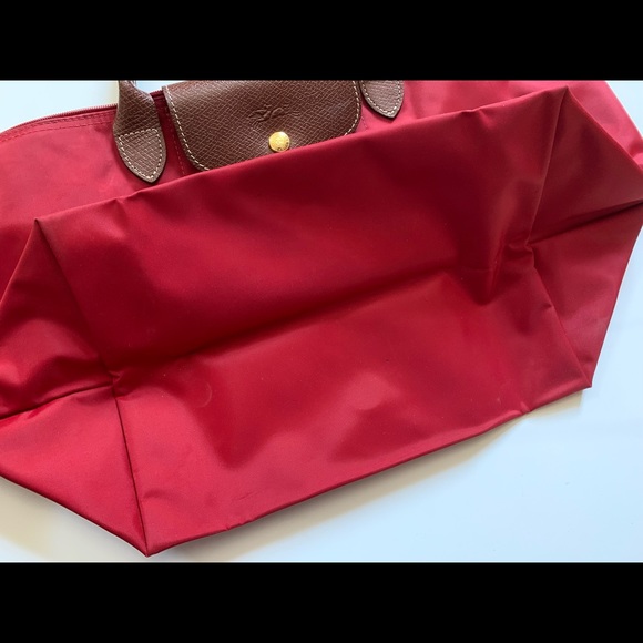 Auth Longchamp Le Pliage red top handle tote bag M - Picture 5 of 13